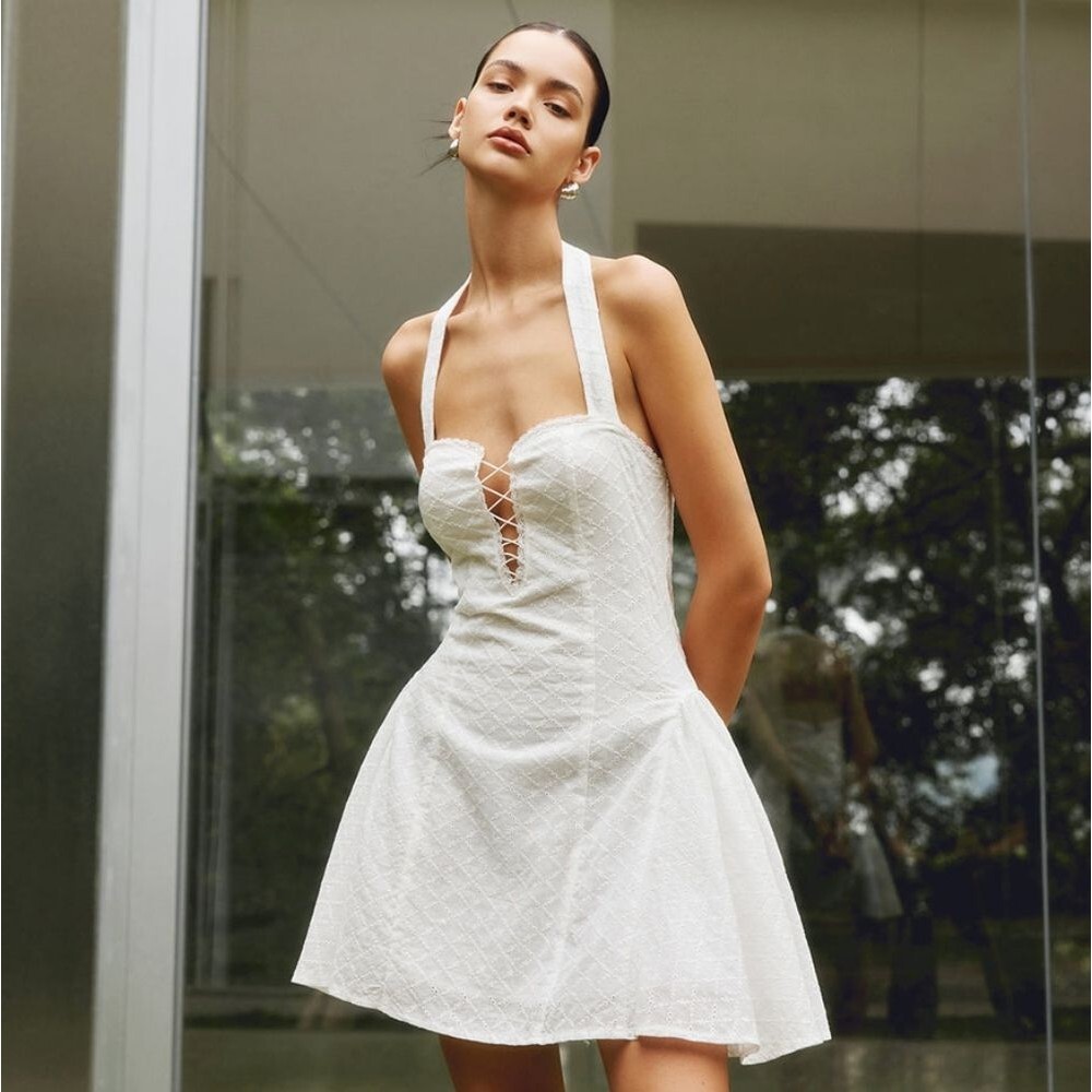 Commense White Halter Mini Dress - Picture 4 of 16